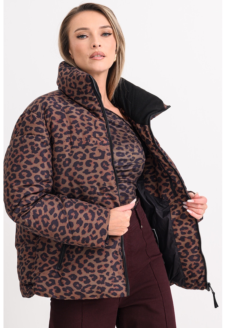 Geaca cu animal print - Negru/Maro