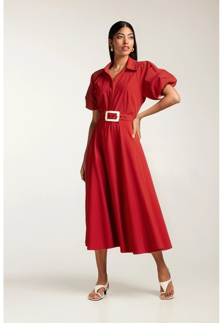 Rochie midi cu maneci scurte