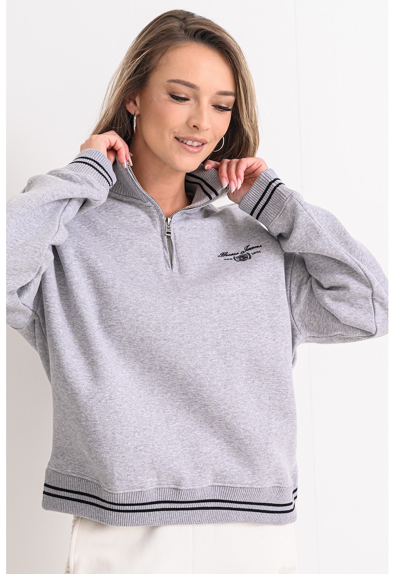 Bluza de trening cu fermoar scurt si guler