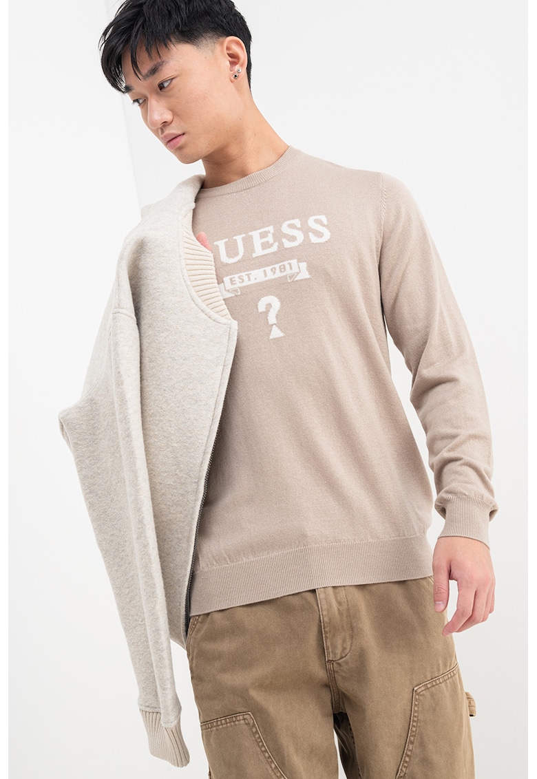 Pulover cu decolteu la baza gatului si logo