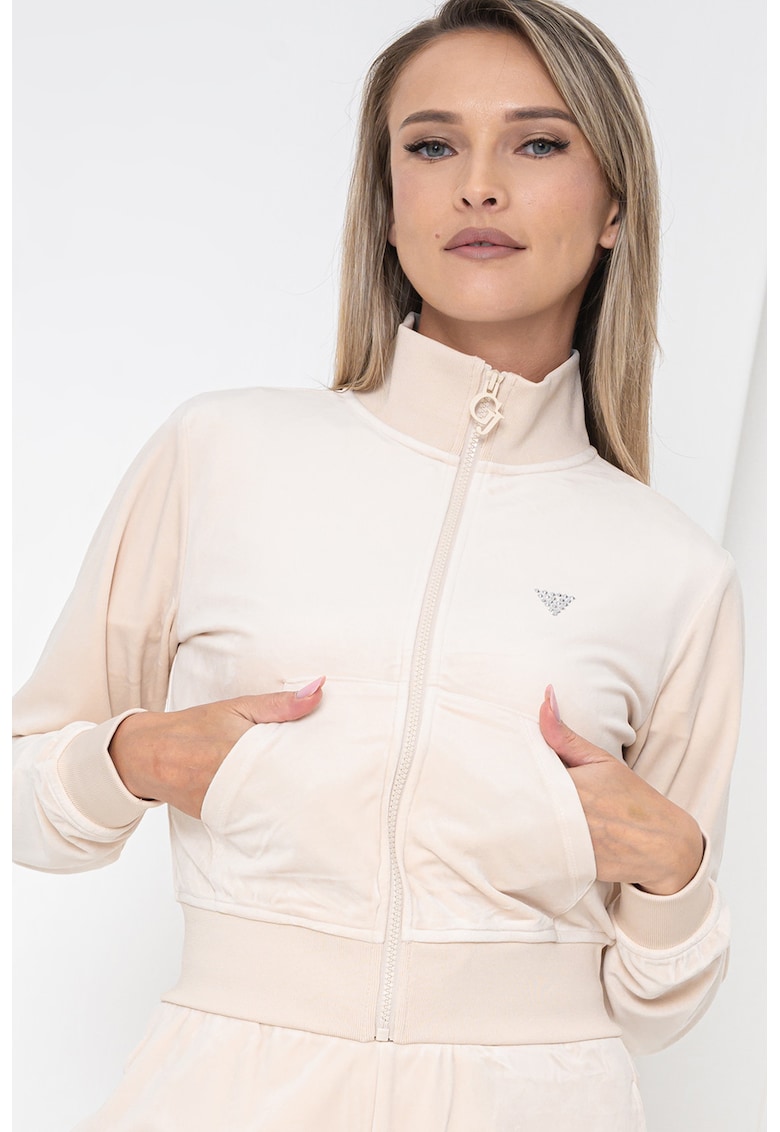 Bluza de trening din catifea cu fermoar