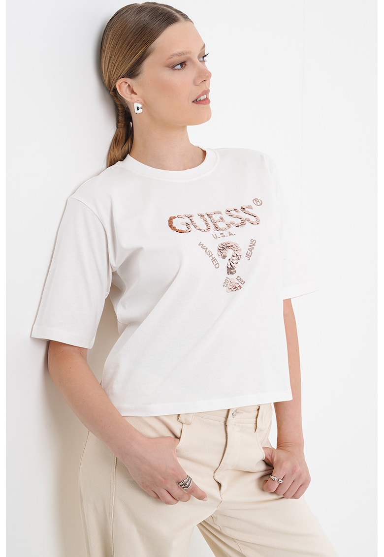 Tricou din bumbac cu paiete pentru antrenament