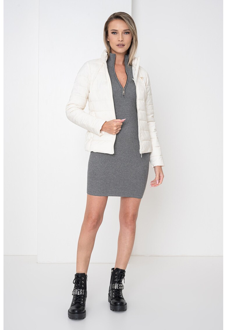 Geaca slim fit pentru fitness - Alb fildes