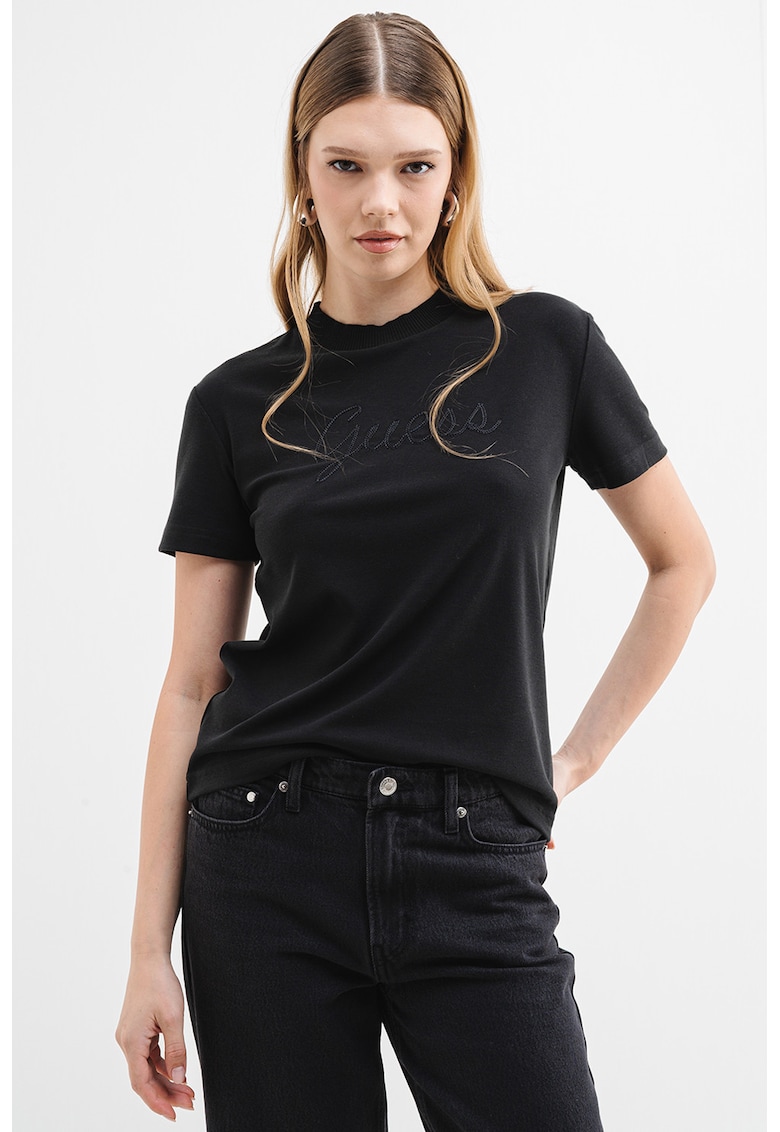 Tricou cu logo pentru fitness - Negru stins