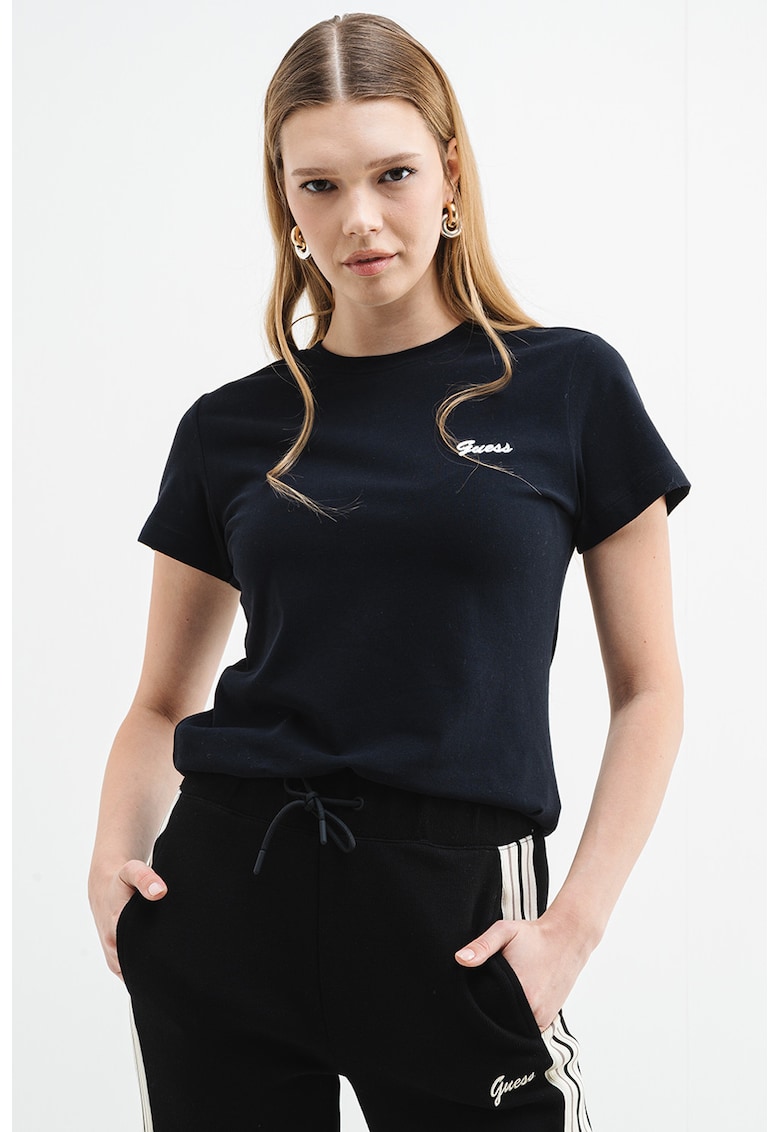Tricou cu decolteu la baza gatului - Negru