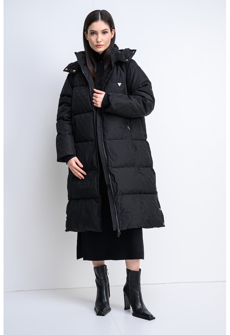 Geaca lunga matlasata cu gluga