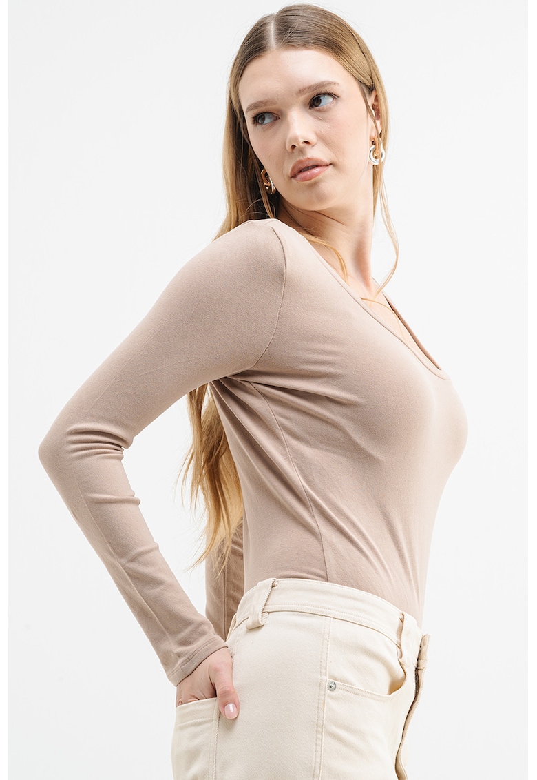 Body slim fit cu maneci lungi