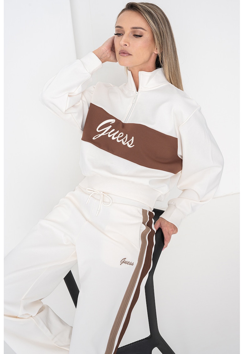 Bluza crop de trening cu croiala supradimensionata si fermoar scurt