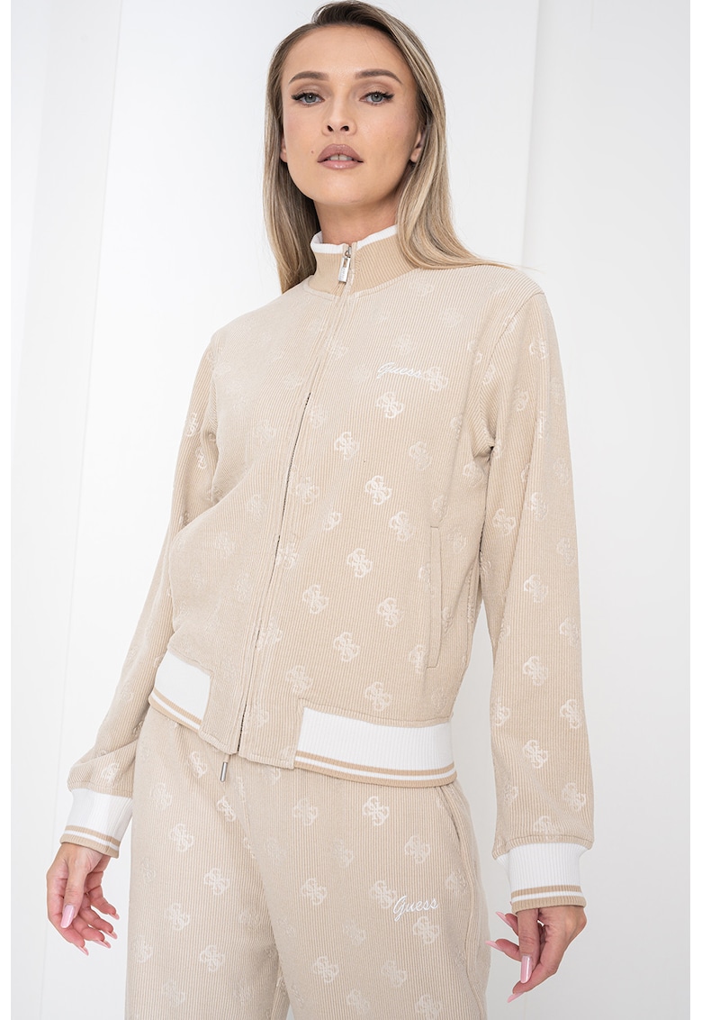 Bluza de trening cu fermoar si model logo