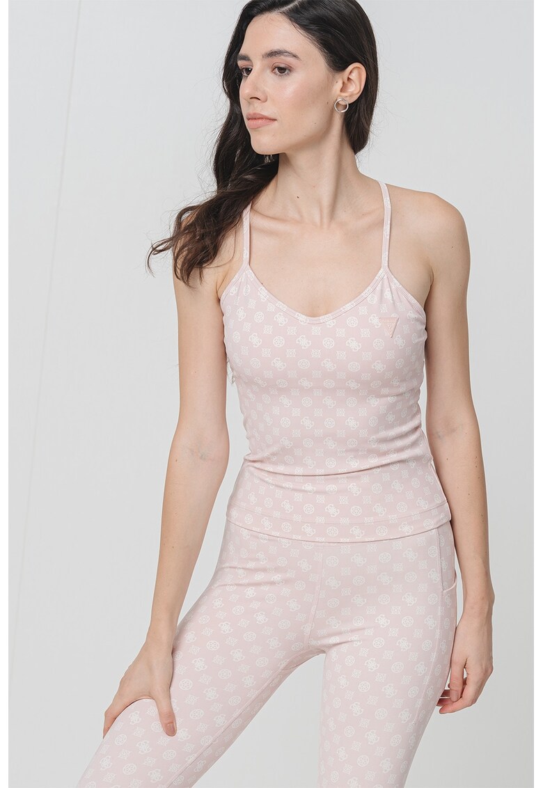 Colanti cu model monograma - Roz pastel/Alb murdar