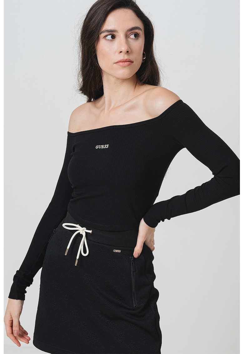 Bluza crop cu decolteu pe umeri Bluza crop cu decolteu pe umeri