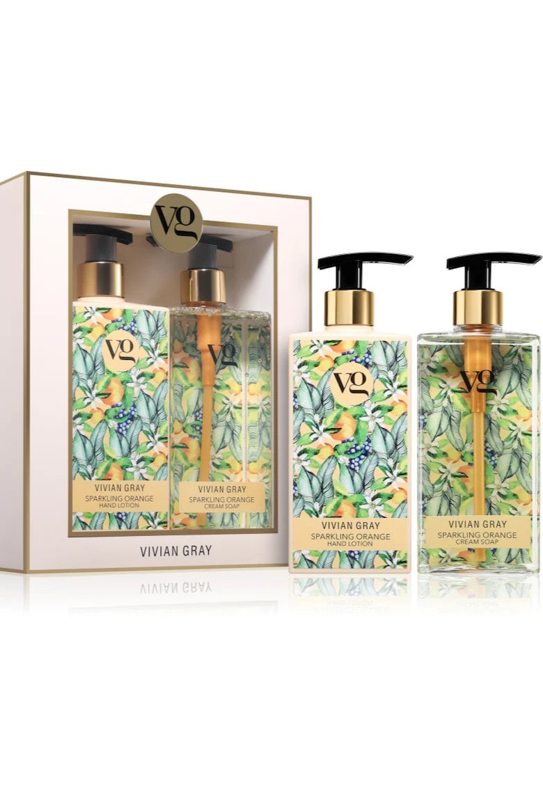 Set cadou Sensational Sparkling Orange - sapun lichid 350ml - crema de maini 350ml
