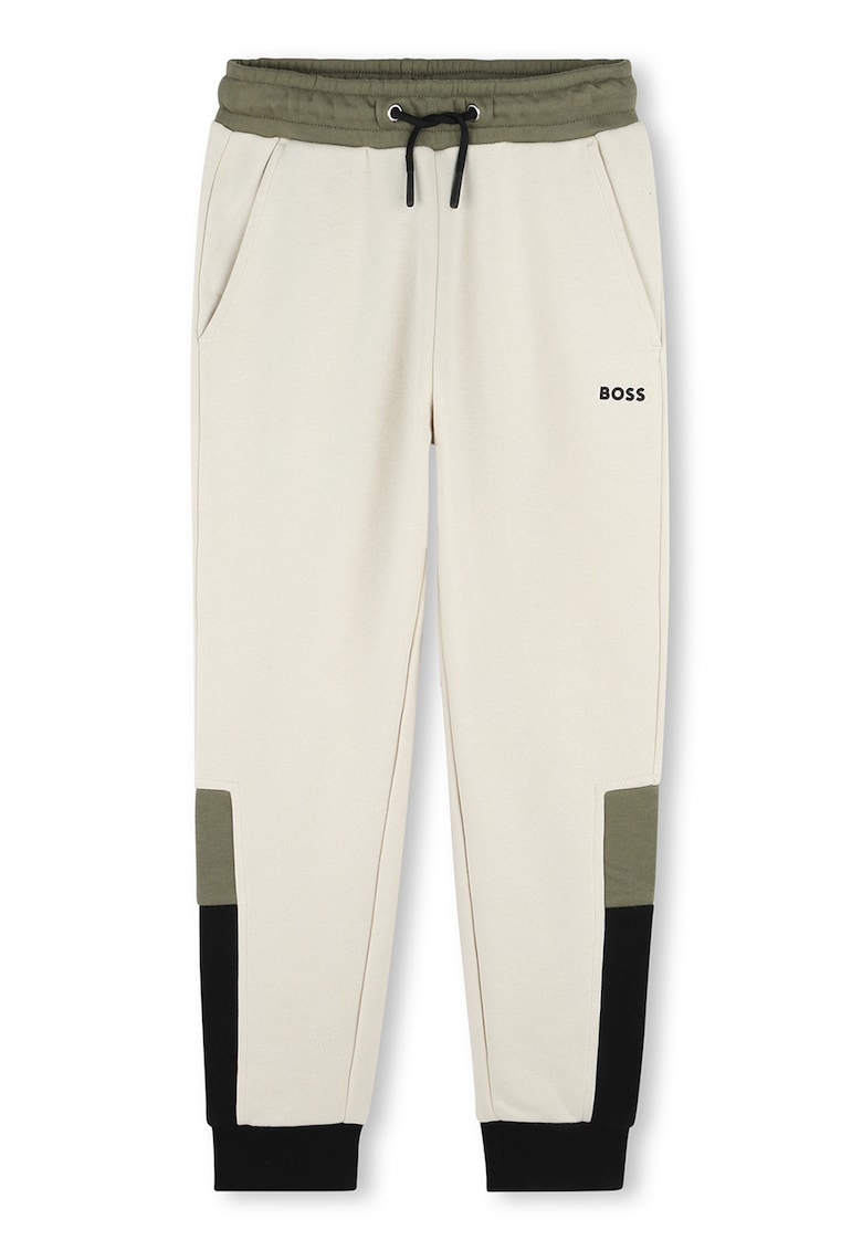 Pantaloni de trening cu snur si model colorblock