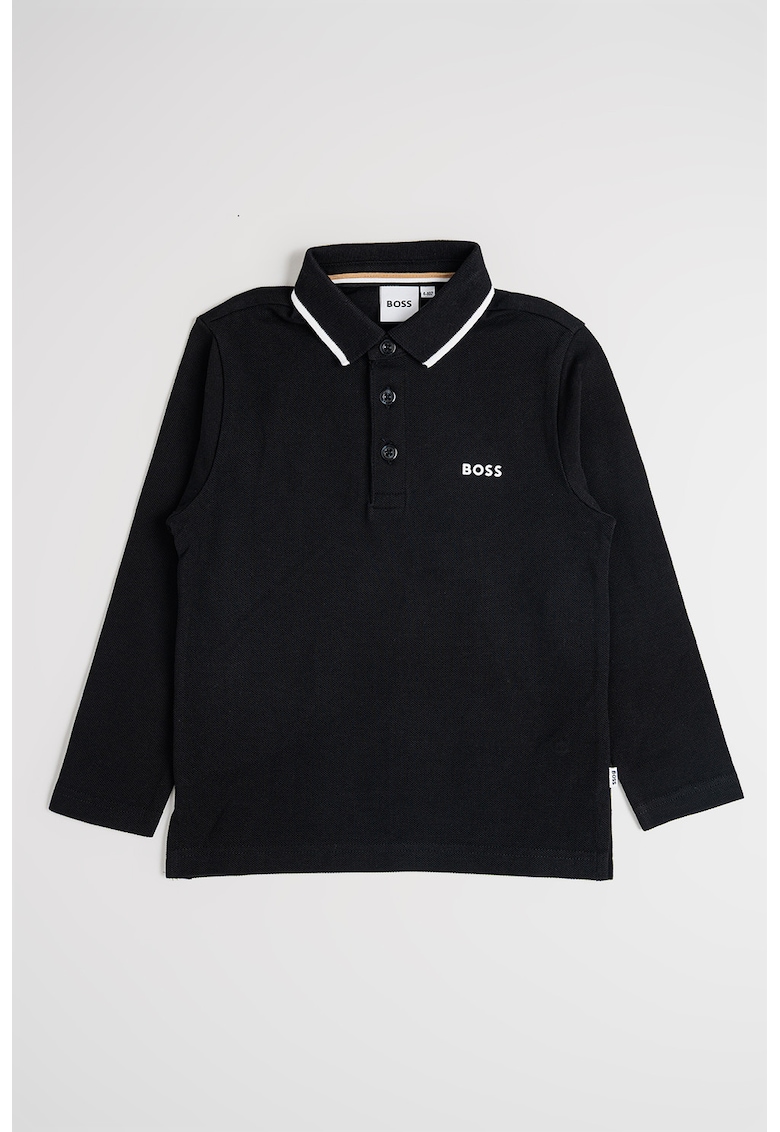 Bluza polo cu fenta cu nasturi - Negru stins