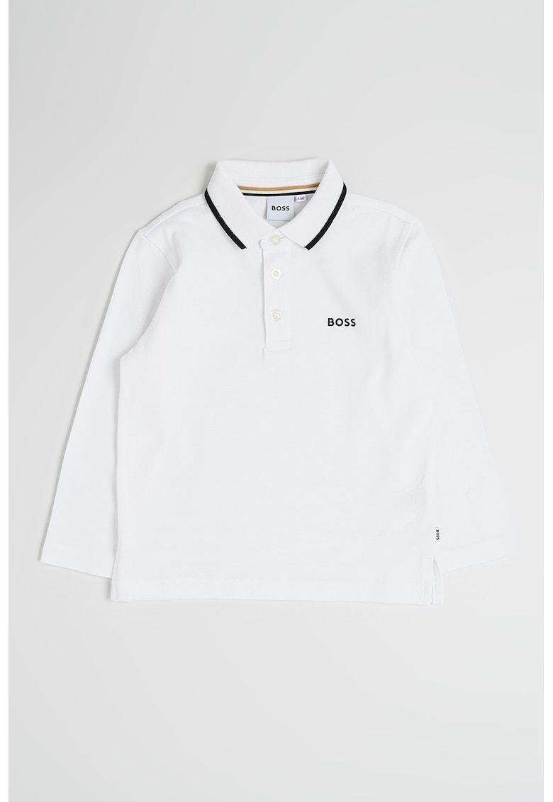 Bluza polo cu fenta cu nasturi - Alb