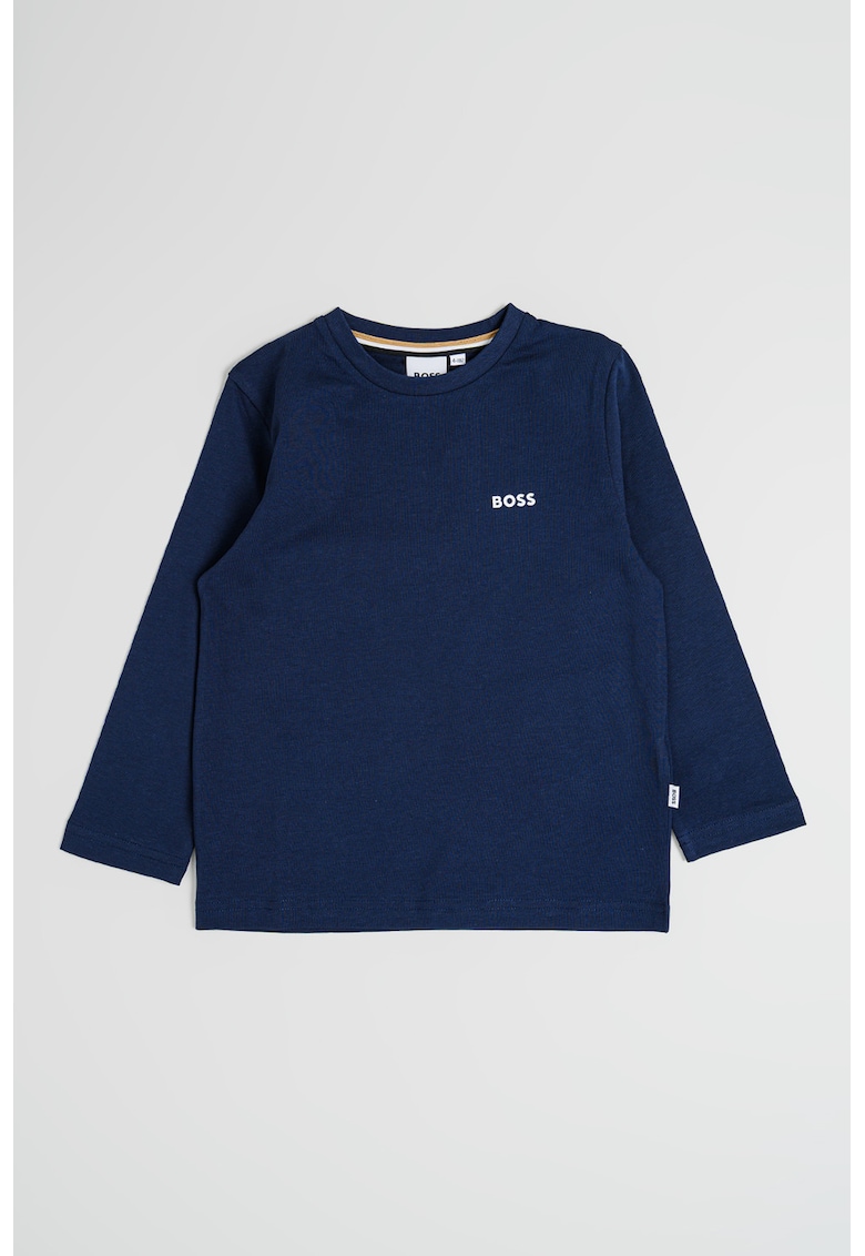 Bluza din bumbac cu decolteu la baza gatului - Bleumarin