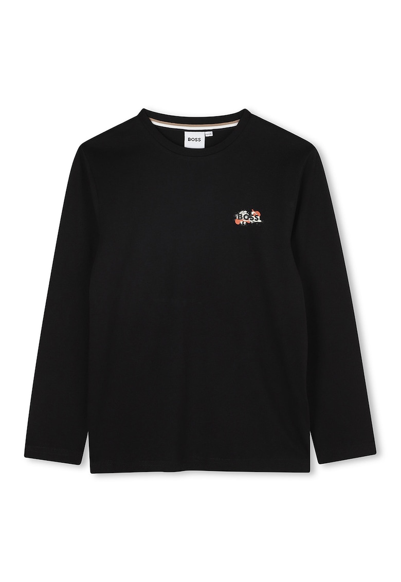 Bluza din bumbac cu imprimeu pe piept - Negru