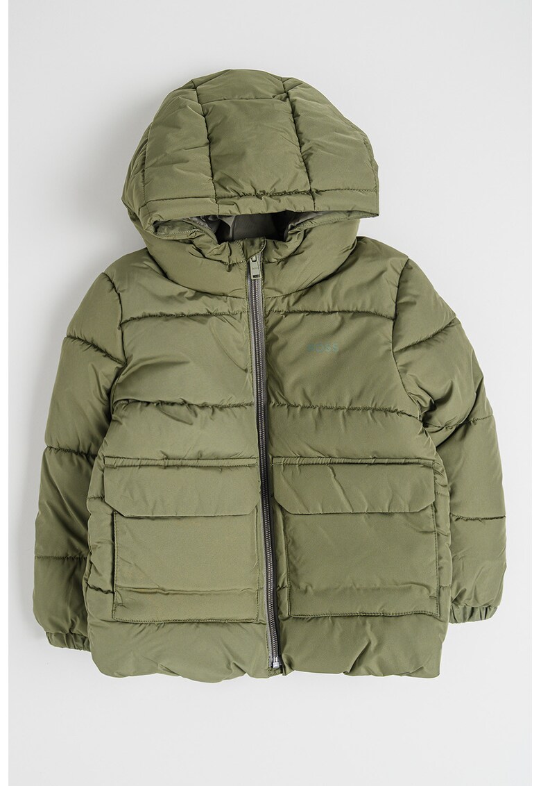 Geaca matlasata cu gluga - Verde masliniu