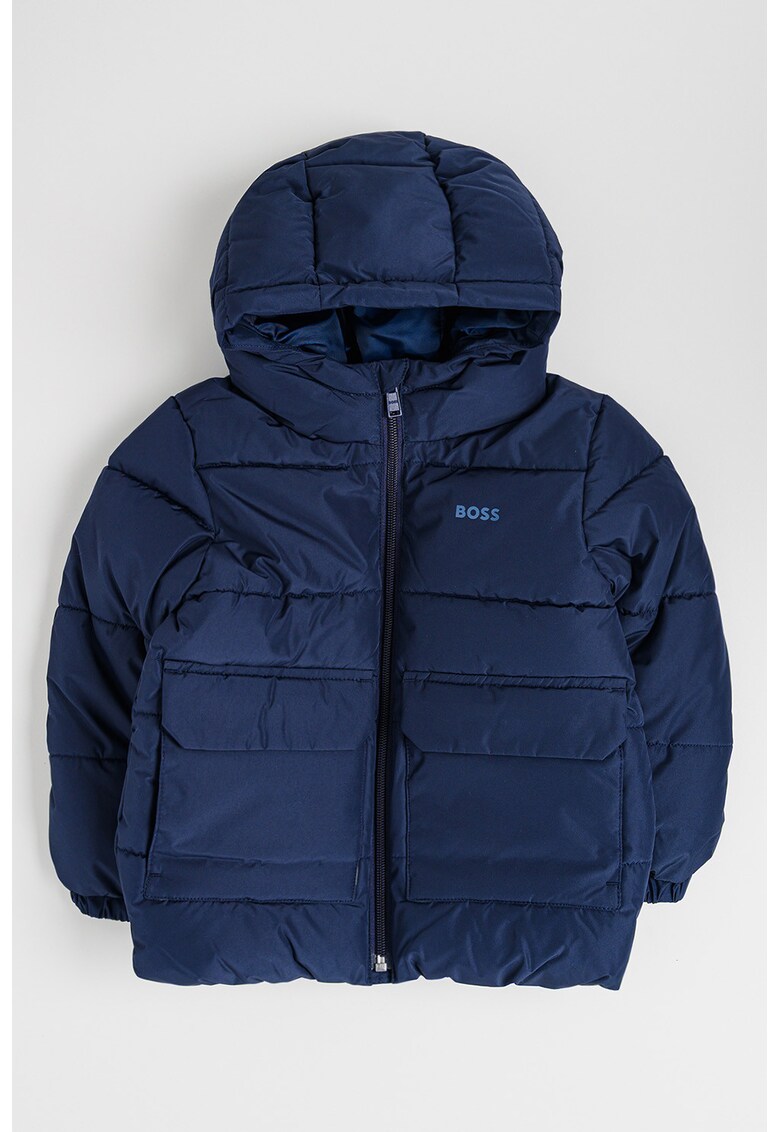 Geaca matlasata cu gluga - Bleumarin