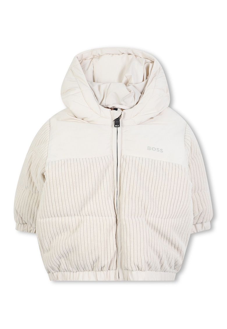 Geaca cu vatelina si gluga - Alb fildes