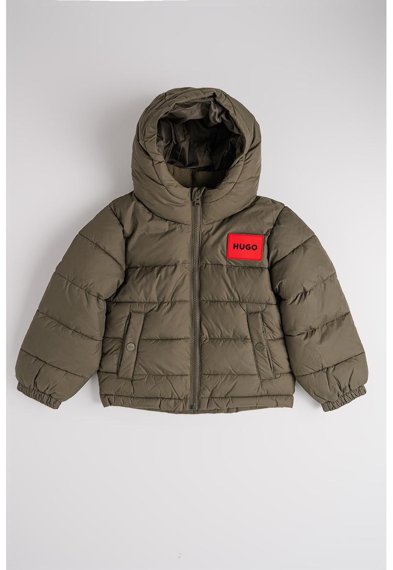 Geaca matlasata cu gluga - Verde sparanghel