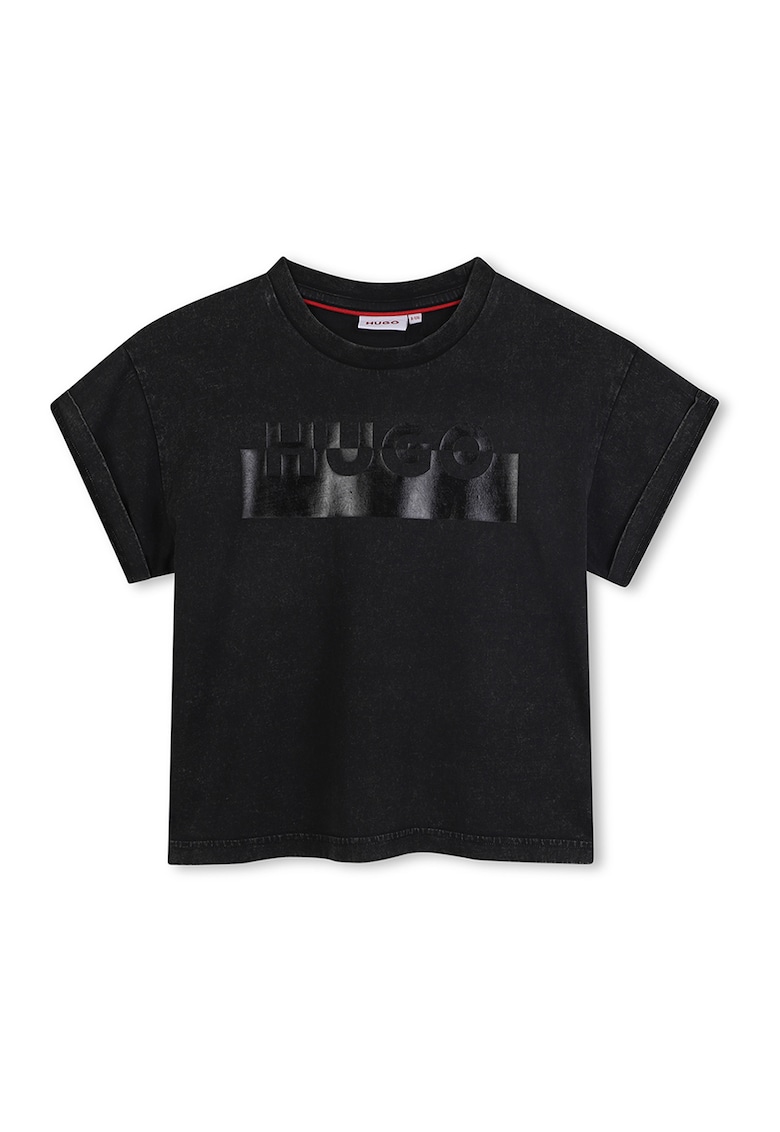 Tricou de bumbac cu imprimeu logo - Negru