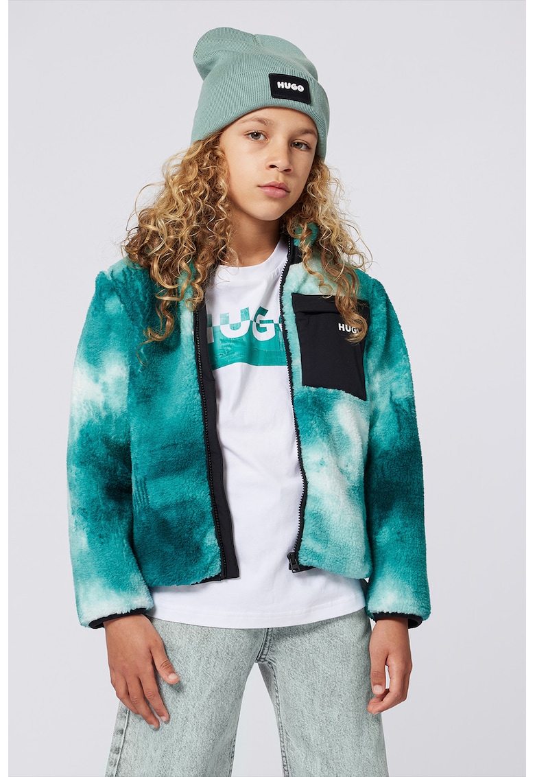 Jacheta din fleece cu model tie-dye