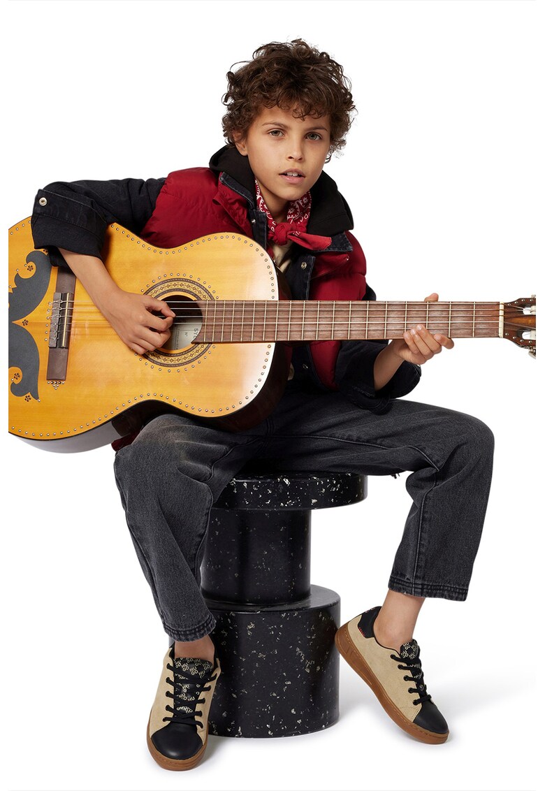 Jacheta din denim cu gluga - Negru