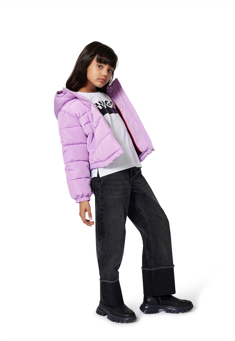 Blugi drepti cu aspect decolorat - Negru