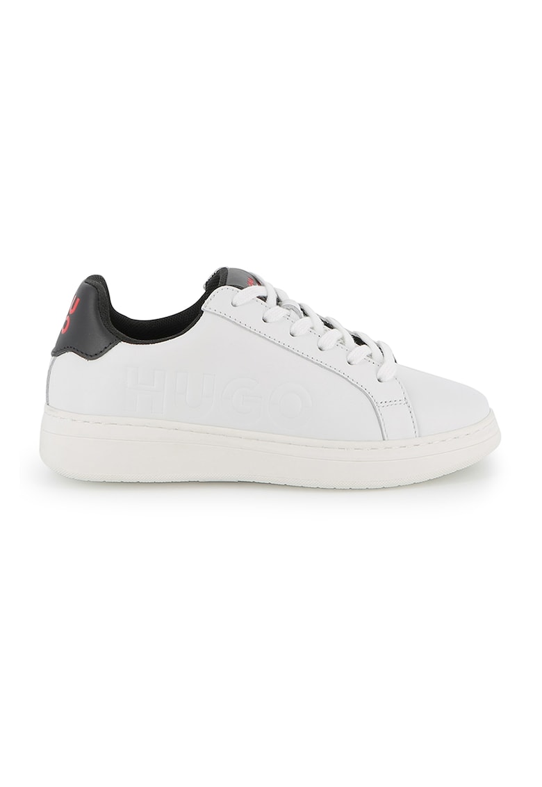 Pantofi sport de piele cu logo - Alb