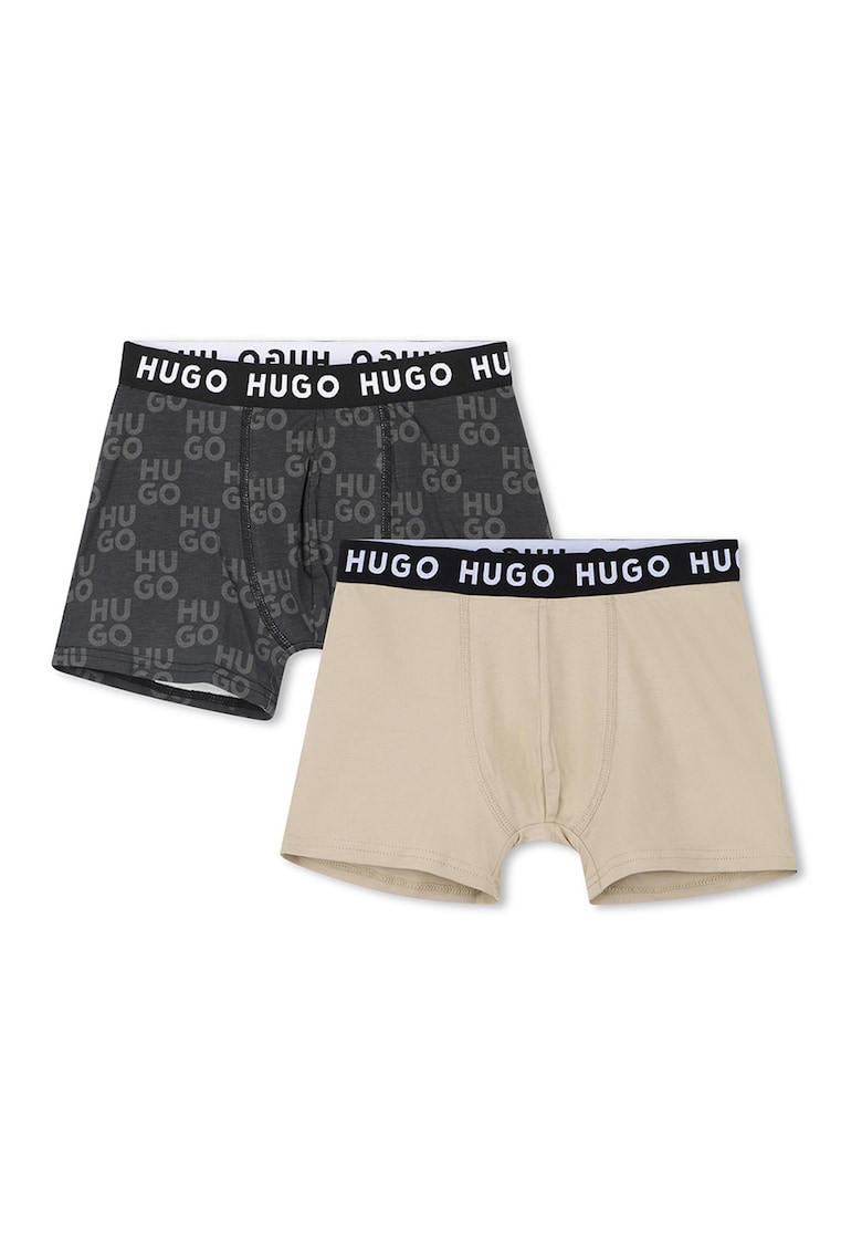 Set de boxeri cu logo - 2 piese - Gri antracit/Bej deschis