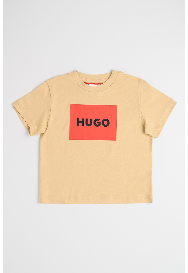 Tricou de bumbac cu imprimeu logo - Rosu/Bej