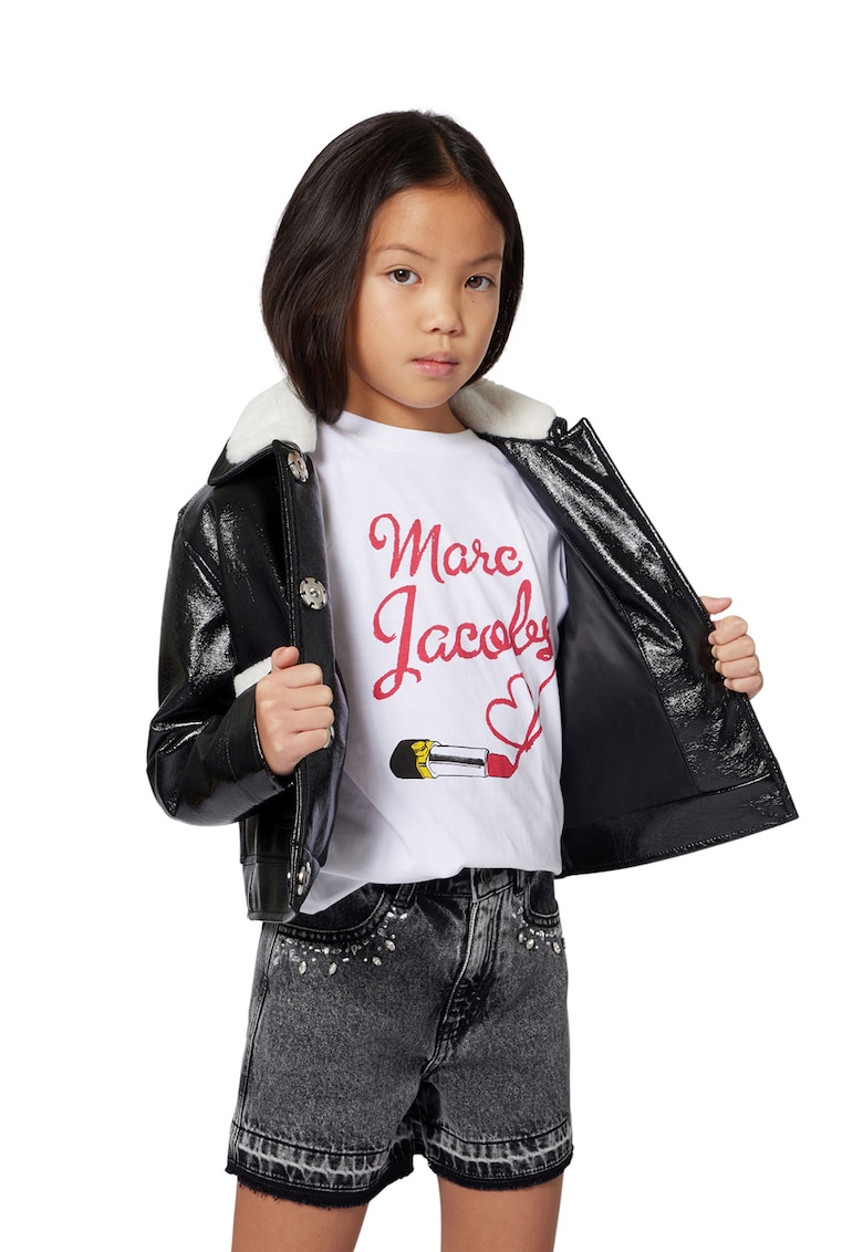 Jacheta de piele ecologica cu garnituri de blana shearling sintetica