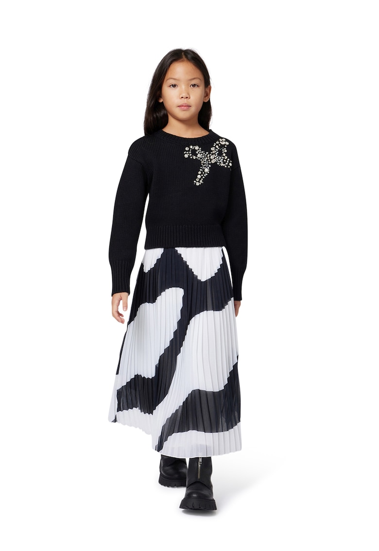 Fusta lunga cu croiala evazata - Alb/Negru