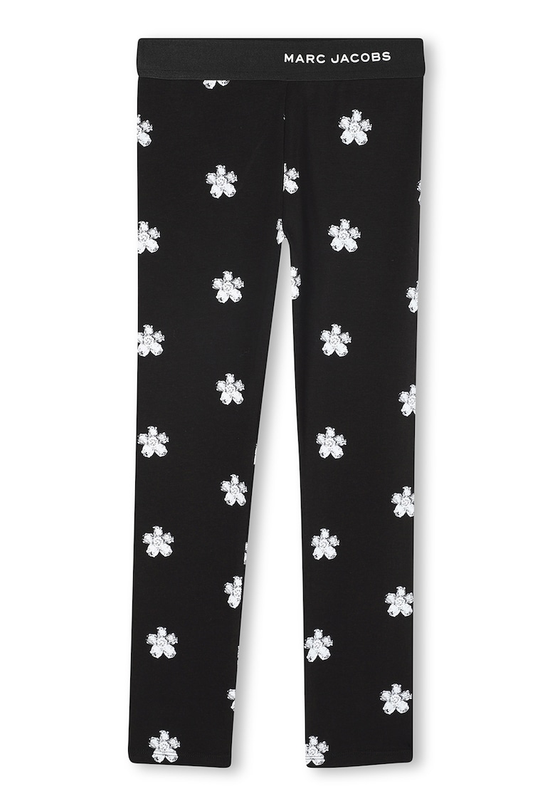 Pantaloni regular-fit cu design floral - Negru