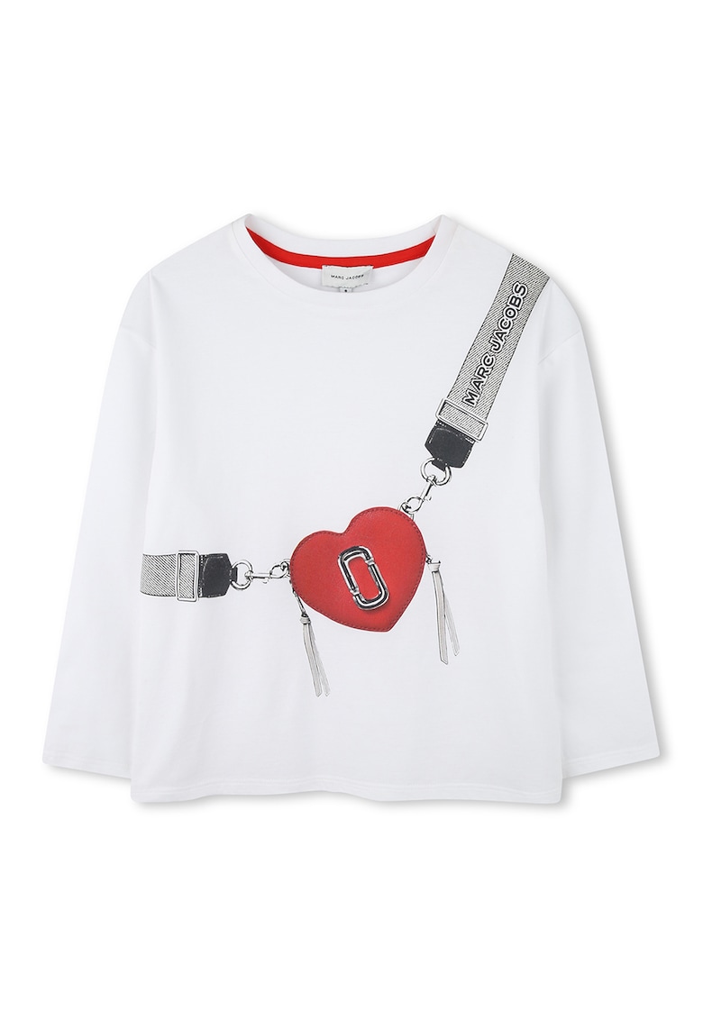 Bluza din bumbac cu design grafic - Alb optic/Rosu vermillion