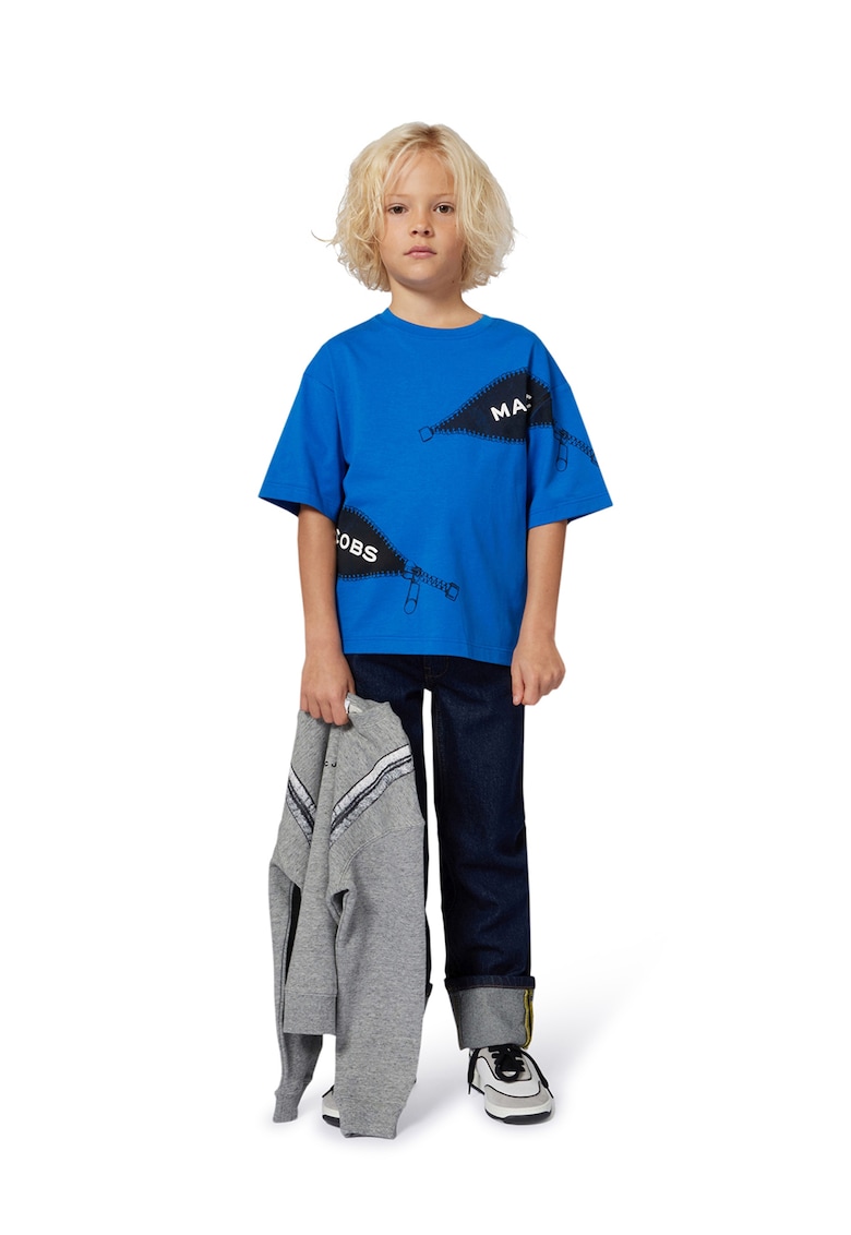 Bluza de trening din bumbac cu imprimeu grafic pe partea din spate Bluza de trening din bumbac cu imprimeu grafic pe partea din spate