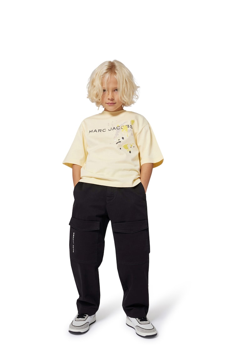 Tricou cu imprimeu logo - Negru/Galben pai