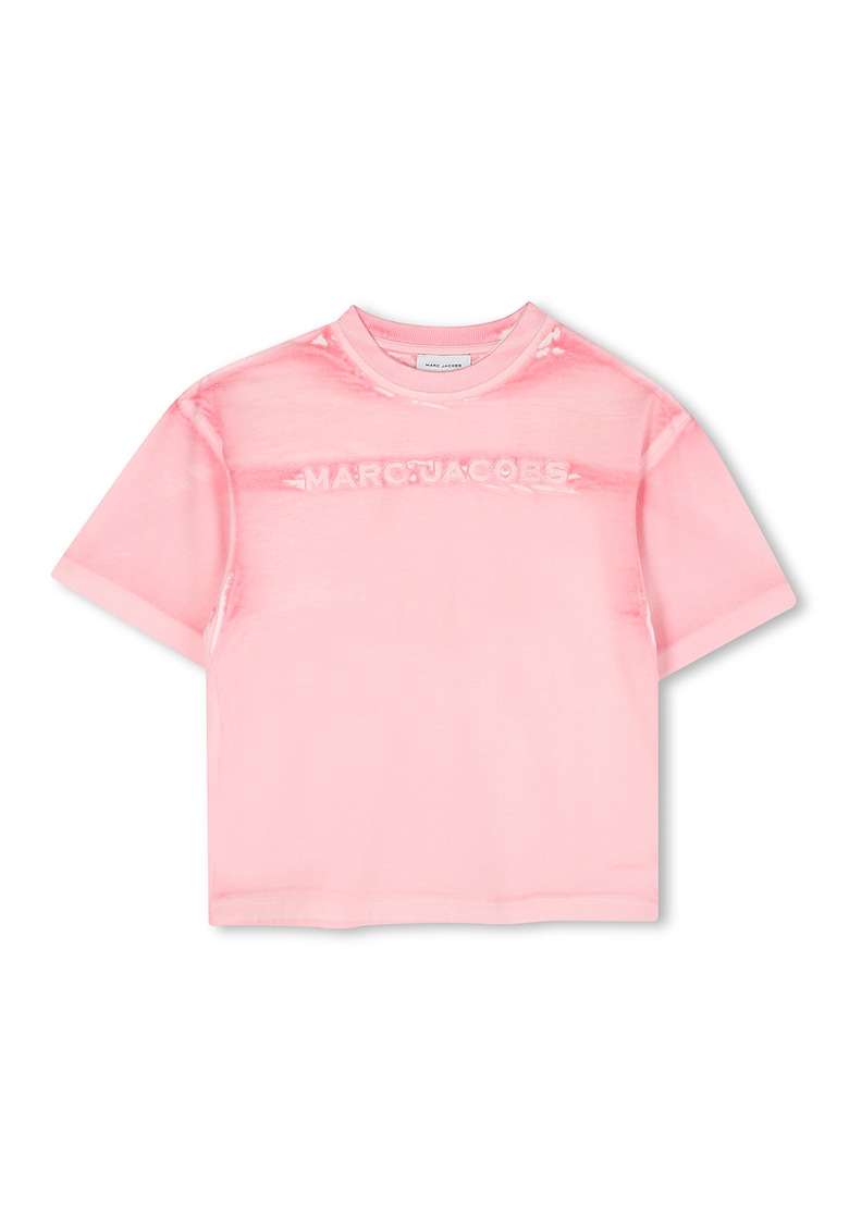 Tricou din bumbac cu imprimeu logo - Roz deschis
