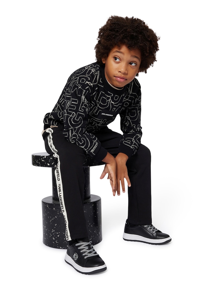 Pantaloni din amestec de bumbac cu logo Pantaloni din amestec de bumbac cu logo