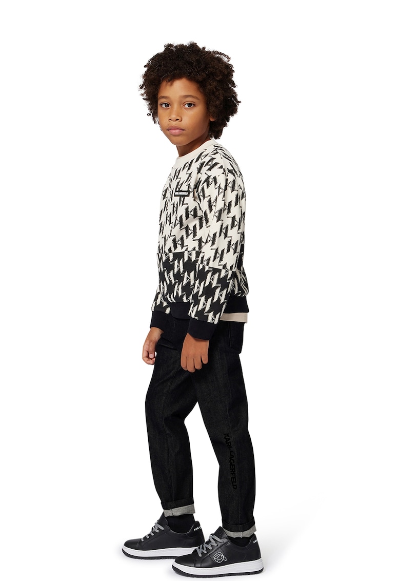 Bluza de trening cu model logo - Alb fildes/Negru