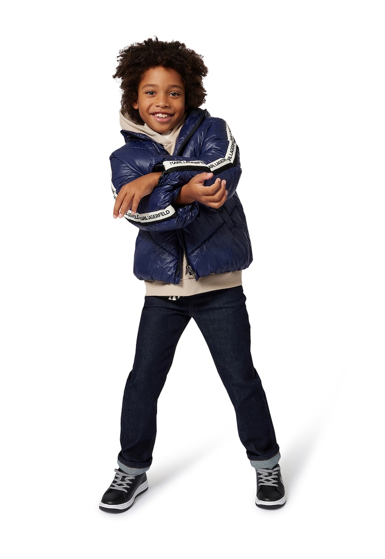 Geaca bufanta cu logo - Albastru inchis