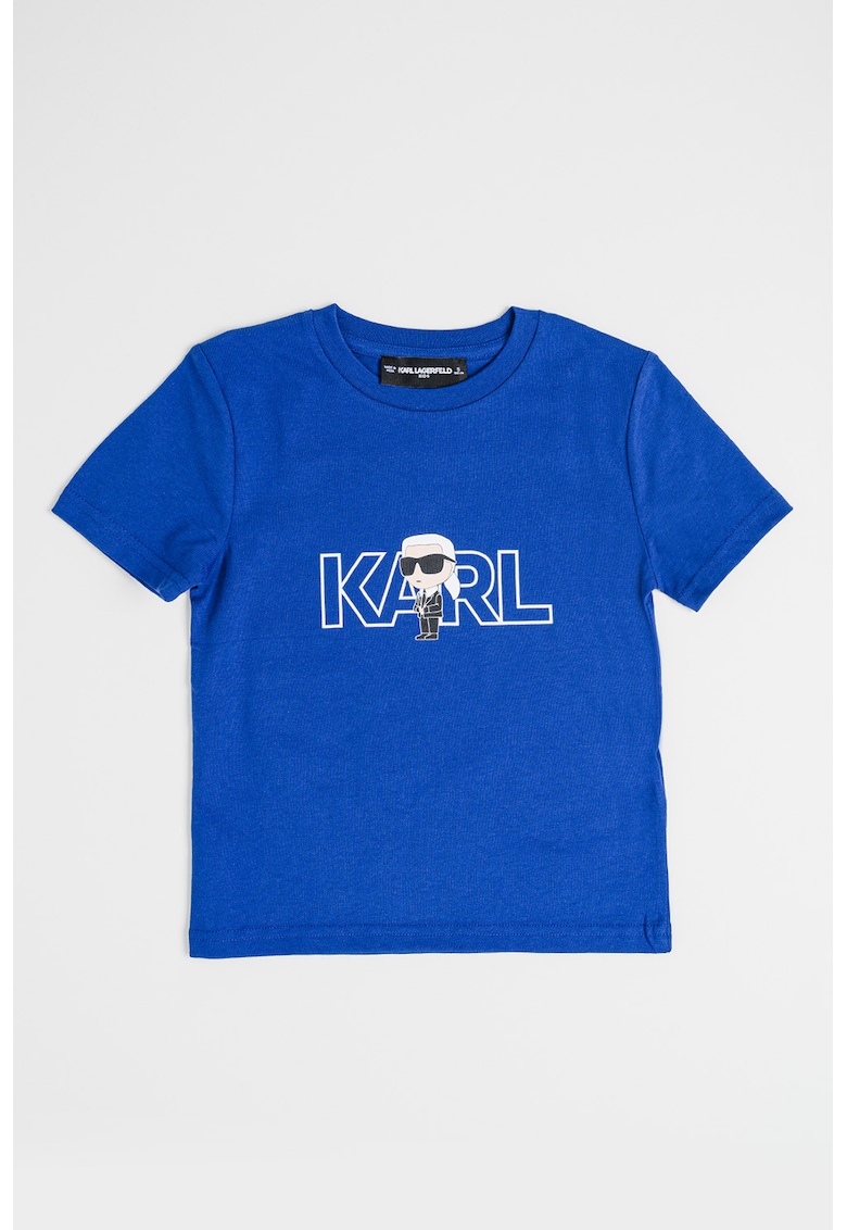 Tricou de bumbac cu imprimeu logo - Albastru