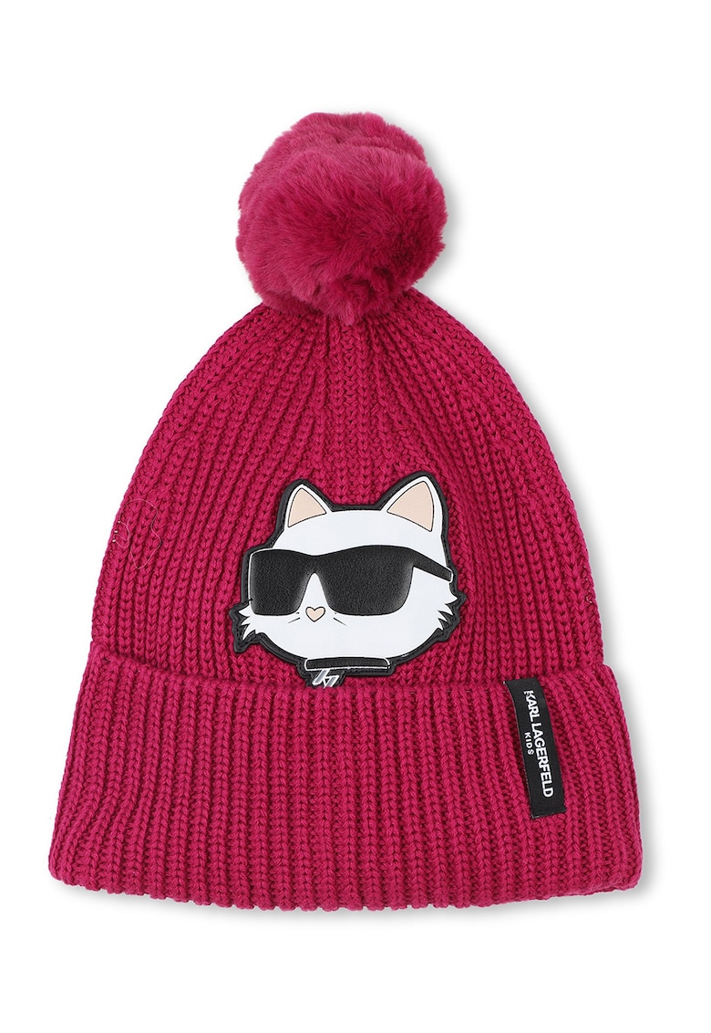 Caciula texturata cu logo - Alb/Roz zmeuriu