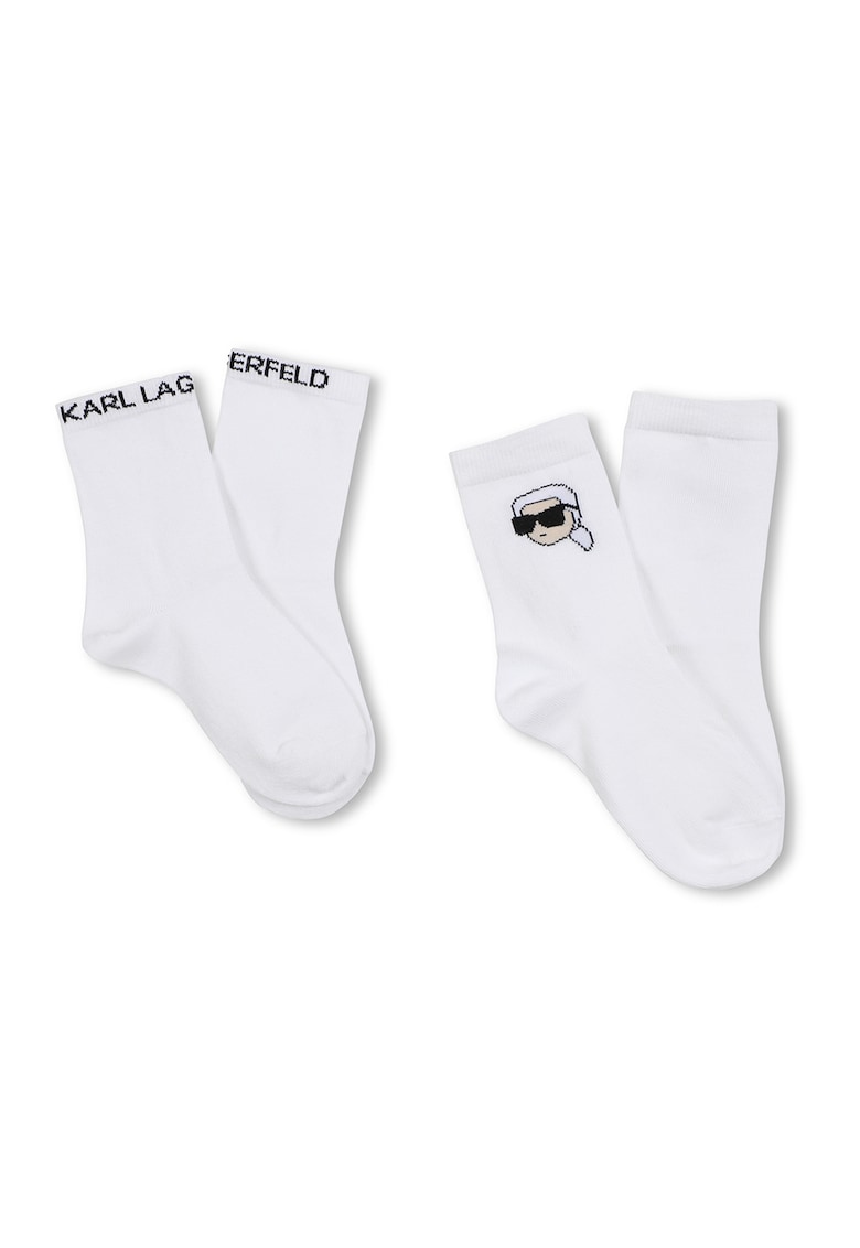 Karl Lagerfeld Kids Set de sosete cu logo - 2 perechi - Alb