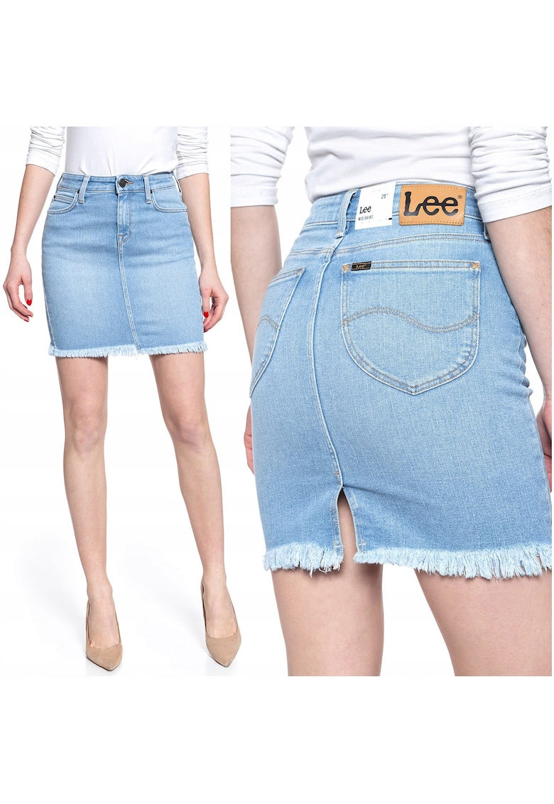 Fusta Din Denim - Fusta Midi - Croi: Regular Fit - Stil: Drept Inaltimea Taliei: Medie Inchidere: Fermuar - Albastru - 1 Bucata