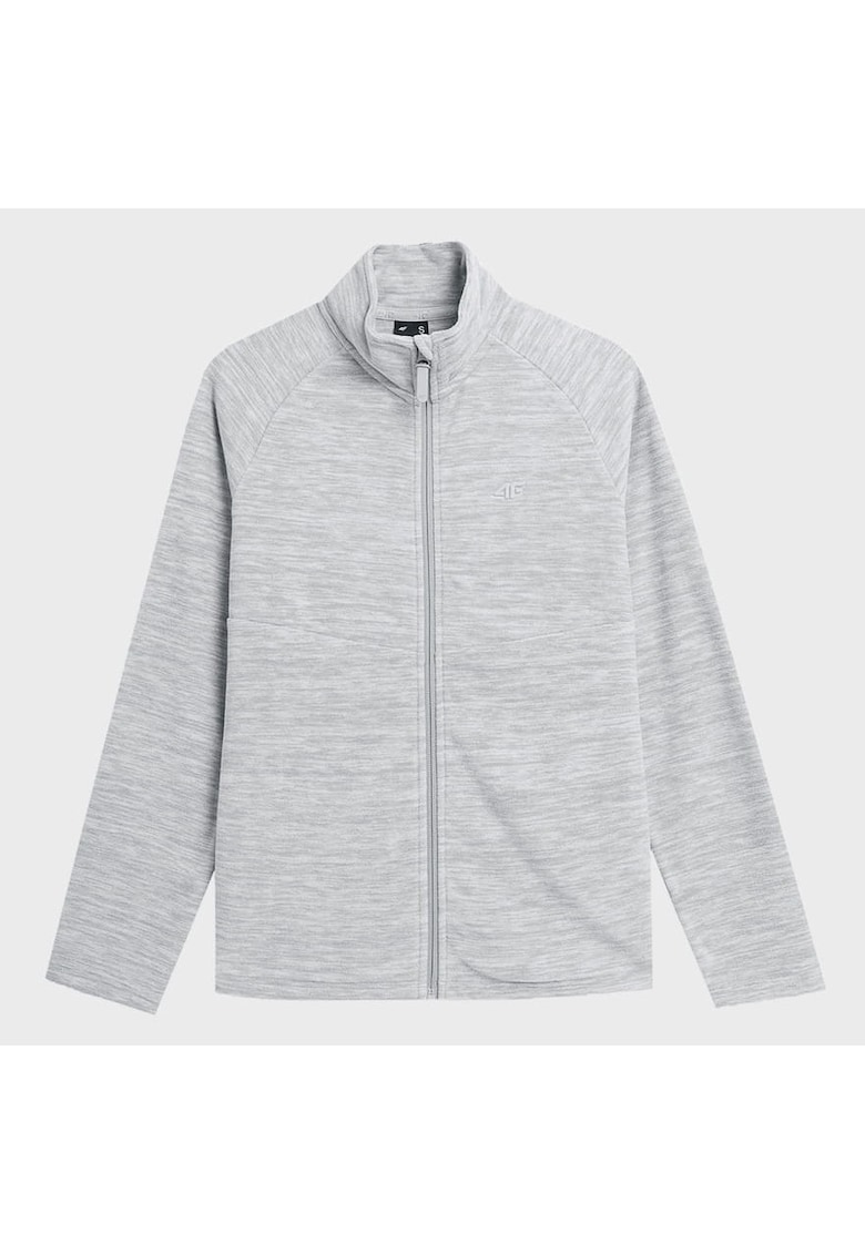 Hanorac din fleece pentru femei - TFLEF146 - guler inalt - 2 buzunare - gri deschis melanj - 100% poliester