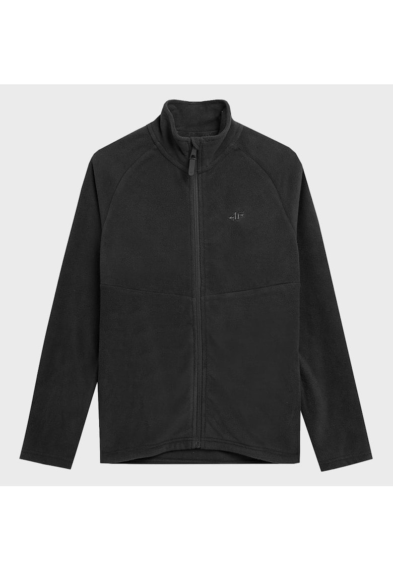 Hanorac fleece pentru femei - TFLEF146 - negru - 100% poliester - guler inalt - fermoar YKK