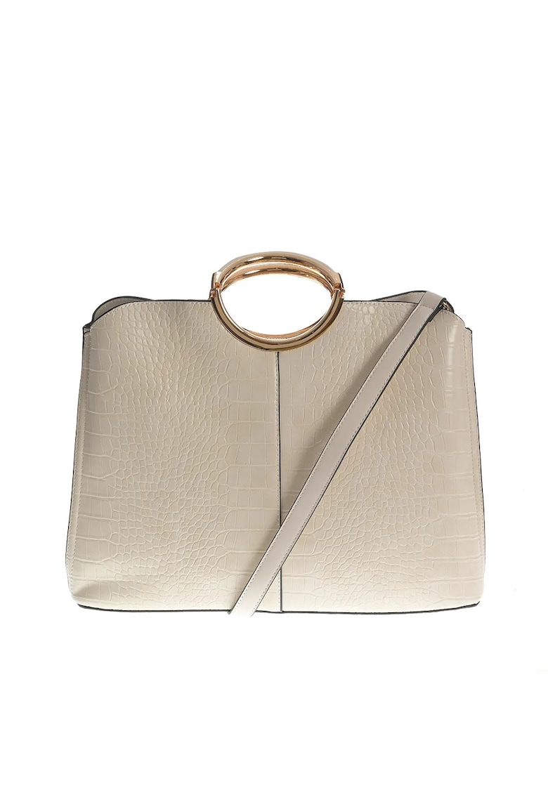 Geanta eleganta crem cu model animal print