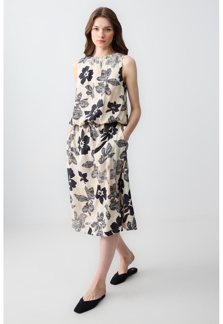 Fusta cu model floral si buzunare laterale